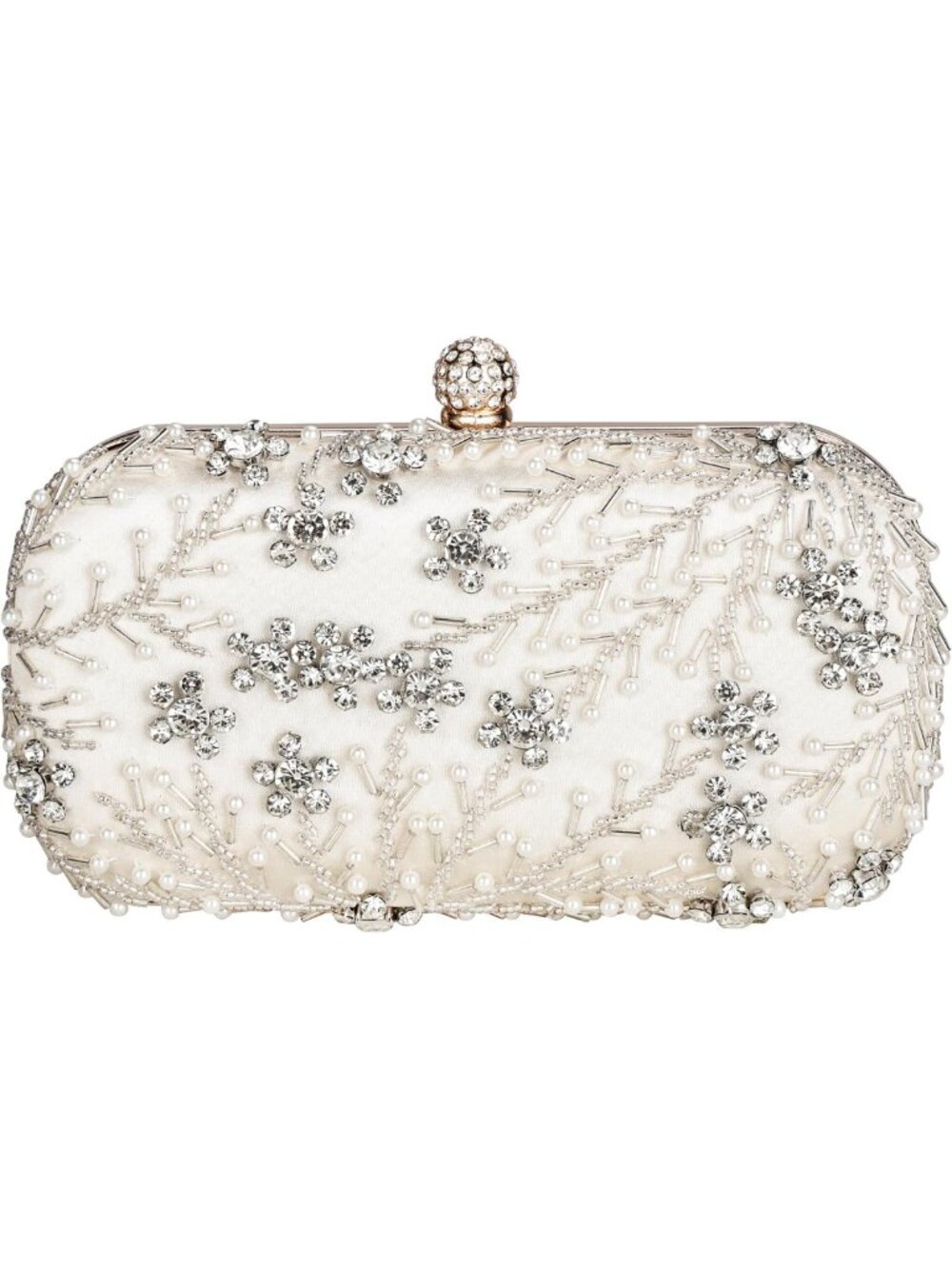 Elegant Beaded Crystal Rhinestone Pearl Flower Clutch for Prom, Wedding